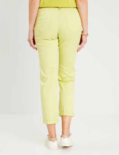 Pantalon droit avec ceinture jaune clair femme