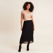 Jupe longue évasée plissée noir femme