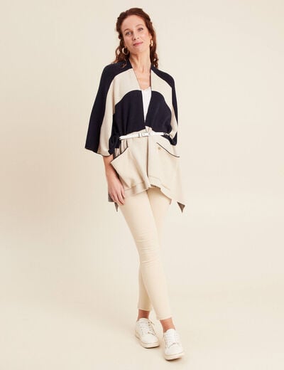 Poncho avec poches bleu foncé femme