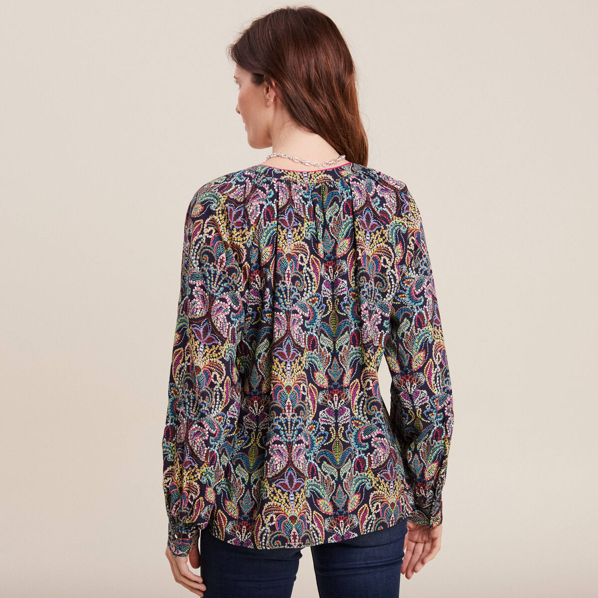 Blouse manches longues multicolore femme