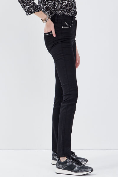 Pantalon ajusté taille haute noir femme