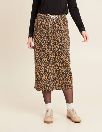 Jupe longue droite marron femme