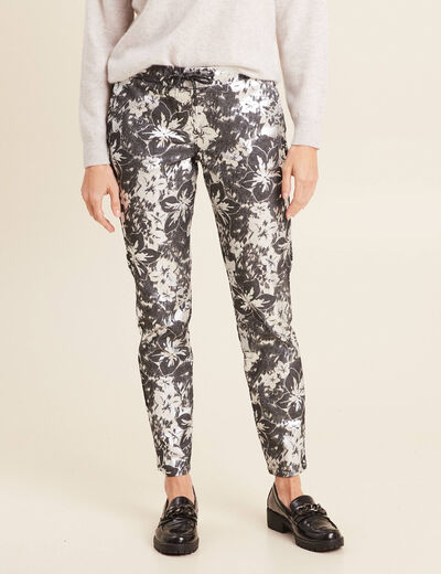 Pantalon ajusté à coulisse noir femme