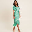 Robe longue évasée fluide vert femme
