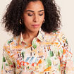 Chemise col am&eacute;ricain manches longues multicolore femme