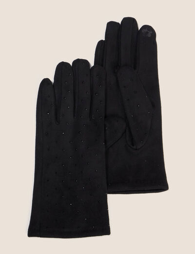 Gants avec strass noir femme