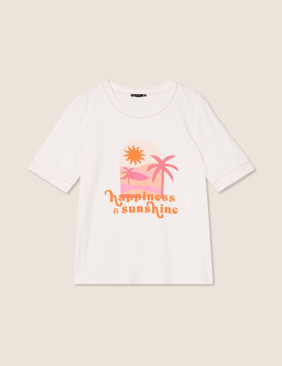 T-shirt manches courtes ecru femme