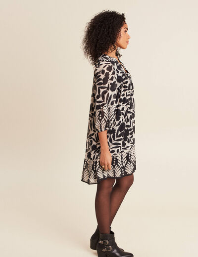 Robe évasée fluide noir femme