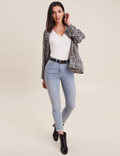 Jeans ajusté taille standard 7/8ème denim baby bleu femme