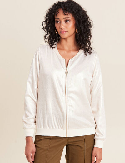 Gilet réversible ajouré ecru femme