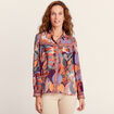 Chemise manches longues fluide orange femme