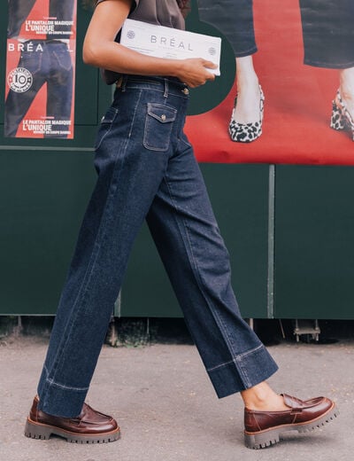 Jean large denim brut femme