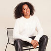 Pull col rond ecru femme