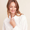 Chemise manches longues en coton strass blanc femme