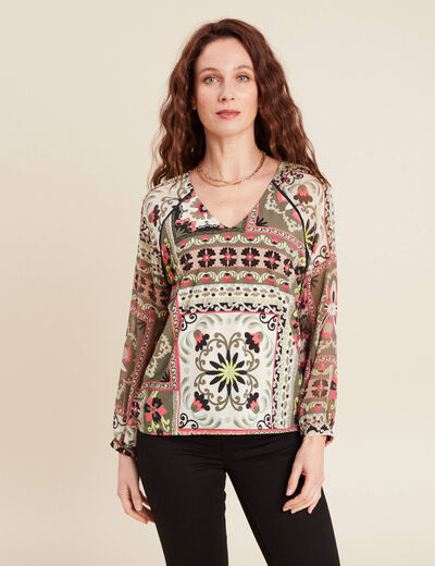 T-shirt manches 3/4 multicolore femme