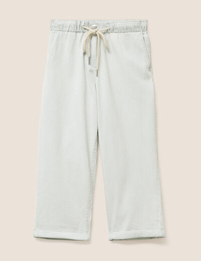 Pantalon jogpant 7/8ème en coton denim bleach femme