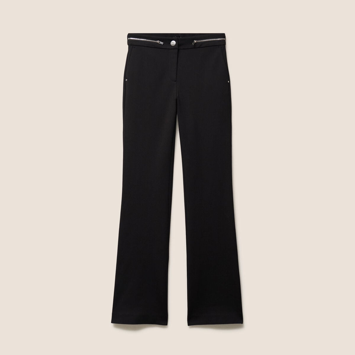 Pantalon bootcut maille taille standard noir femme
