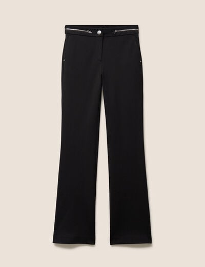 Pantalon bootcut maille taille standard noir femme