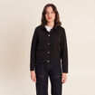 Veste courte droite manches longues noir femme