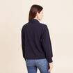 Pull col ch&acirc;le manches longues bleu marine femme