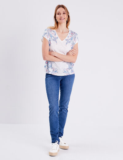 T-shirt manches courtes ecru femme