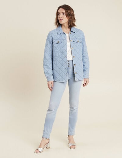 Surchemise manches longues denim double stone femme