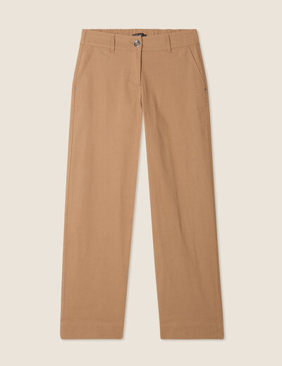 Pantalon large 7/8ème marron femme