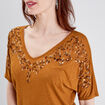 T-shirt manches courtes marron femme