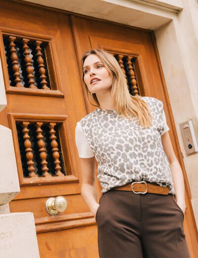 Pull sans manches ecru femme