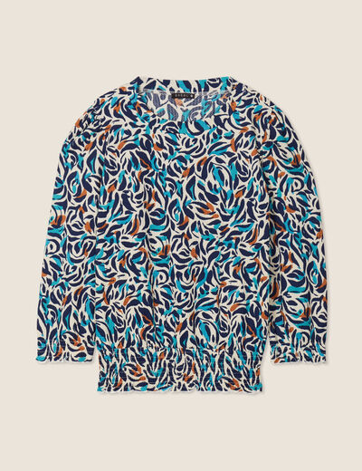 Blouse manches 3/4 bleu canard femme