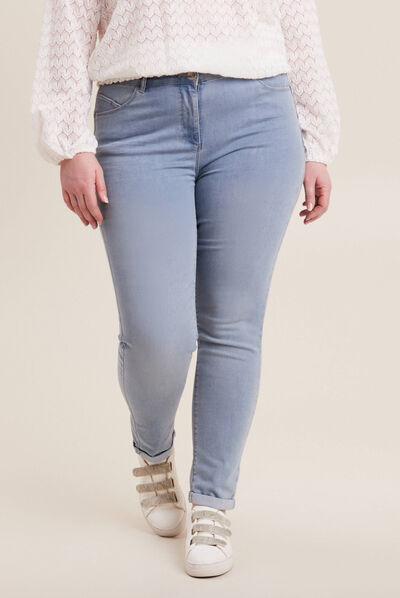 Jeans ajusté taille standard denim baby bleu femme