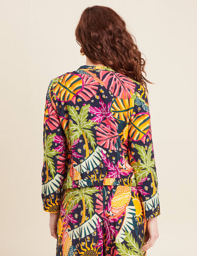 Veste courte col châle multicolore femme