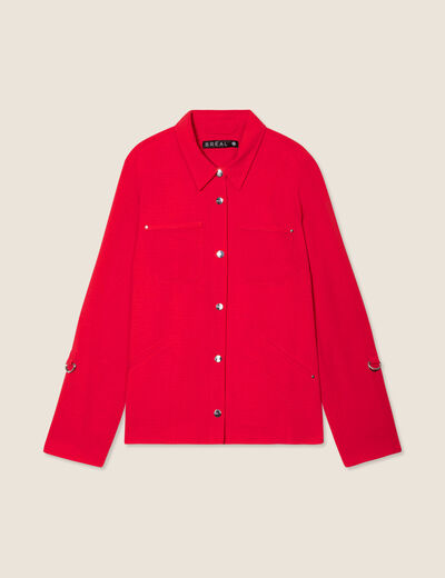 Veste cintrée boutonnée rouge femme