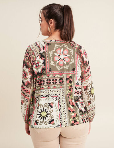 T-shirt manches 3/4 multicolore femme