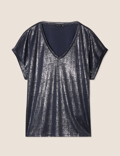 T-shirt manches courtes bleu foncé femme