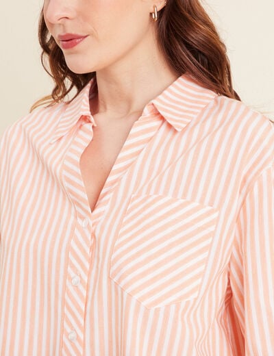 Chemise manches 3/4 orange femme