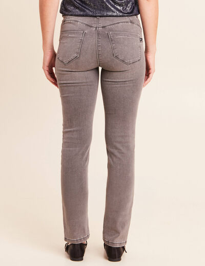 Jean coupe ajust&eacute;e long gris femme