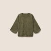 Blouse col rond manches 3/4 bas resserr&eacute; vert kaki femme