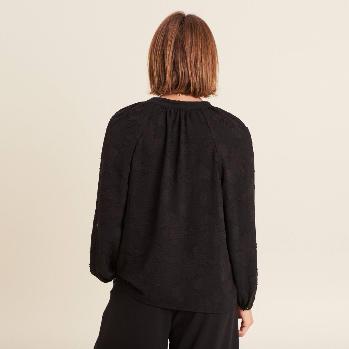 Blouse manches longues noir femme