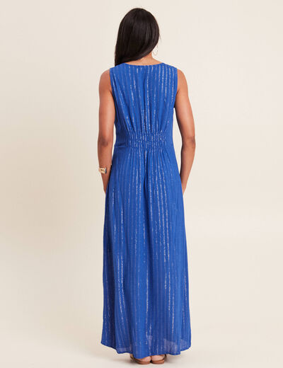 Robe longue évasée bleu electrique femme