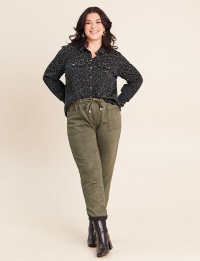 Chemise manches longues vert kaki femme