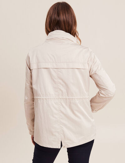 Parka déperlante cintrée lien à coulisse sable femme