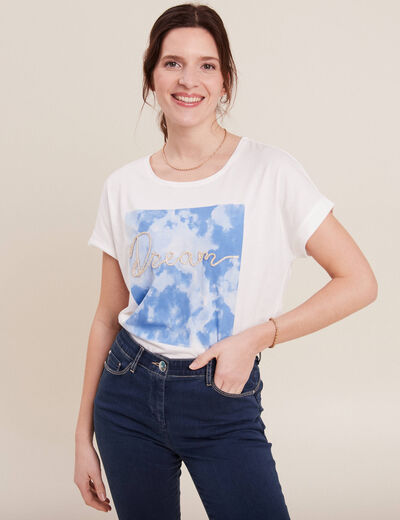 T-shirt manches courtes ecru femme