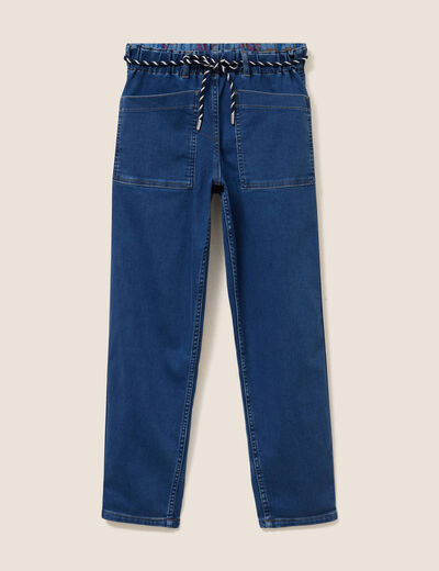 Jean droit r&eacute;versible bleu femme