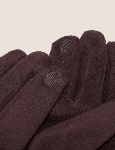 Gants en fausse fourrure marron fonc&eacute; femme