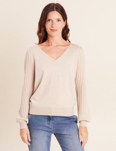 Pull manches longues couleur or femme