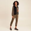 Veste sans manches sans col marron fonc&eacute; noir femme