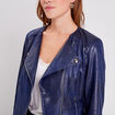 Veste droite zippée bleu foncé femme