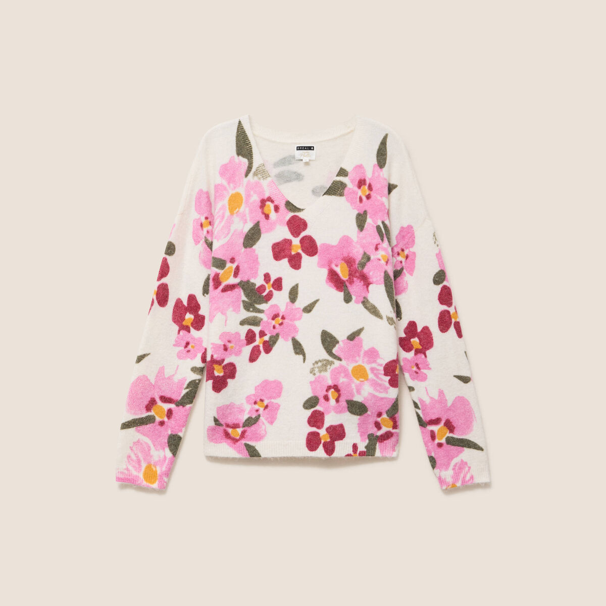 Pull manches longues multicolore femme