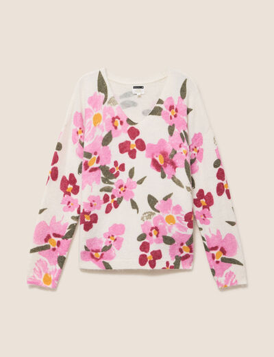 Pull manches longues multicolore femme